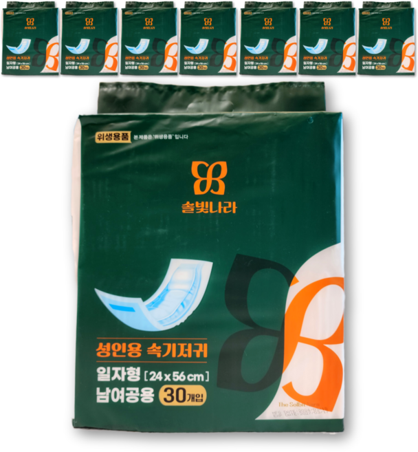 솔빛나라 성인기저귀 일자형 속기저귀 패드 30개입 8개