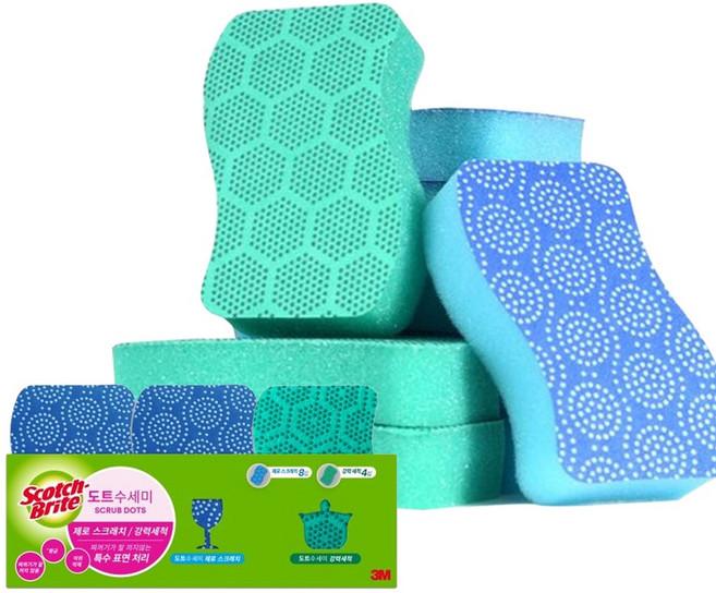 3M 스카치브라이트 다용도 도트 수세미 12개입, 1개
