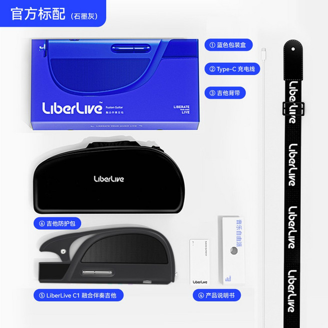 Spot LiberLive C1 퓨전 반주 줄없는기타 기타 원맨 없음 노래 스트링 변속기, 흑연회, 1개