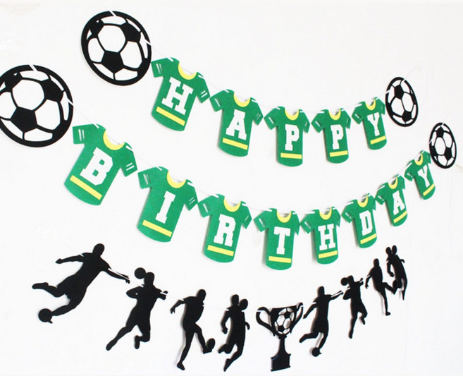 축구 생일 가랜드 HAPPY BIRTHDAY 생일 파티 용품, 축구선수일러스트가랜드