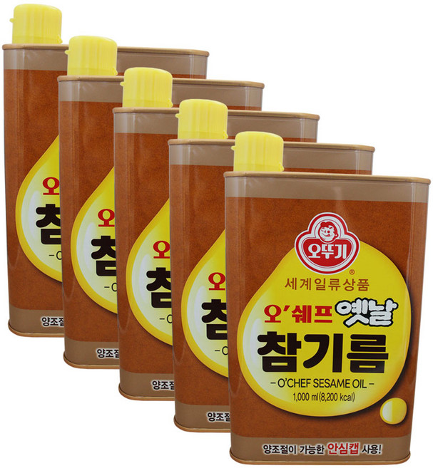 오뚜기 오쉐프 옛날 참기름 1000ml 5개, 1L