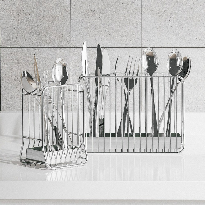 스텐릭 올스텐 304 물빠짐 수저 정리함 꽂이, 실버 소형, 1개