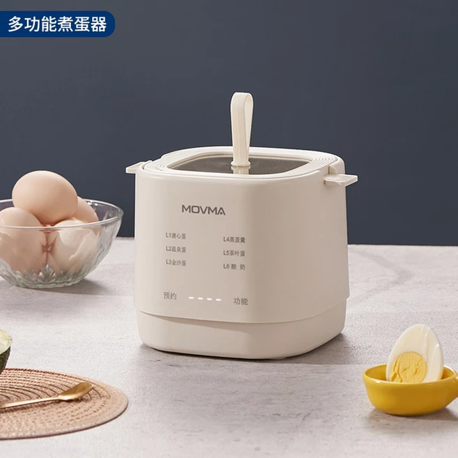 자동 MOVMA 계란찜기 쿠커 전동 삶은계 계란찜 바오유고 7개 미니 전기식 3단 3층, 베, 미 화이트 A - 쿠팡