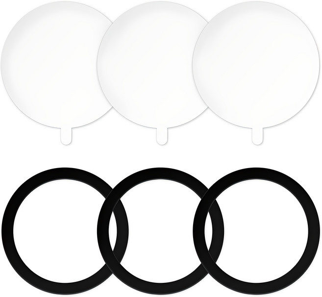 제이엔 맥세이프 호환 자석스티커 3개+보호필름 3개, 블랙, 1세트