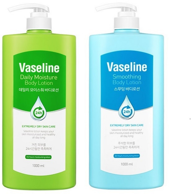바세린 24시간 대용량 바디로션 1000ml X 2개 피부타입 선택가능, 1L