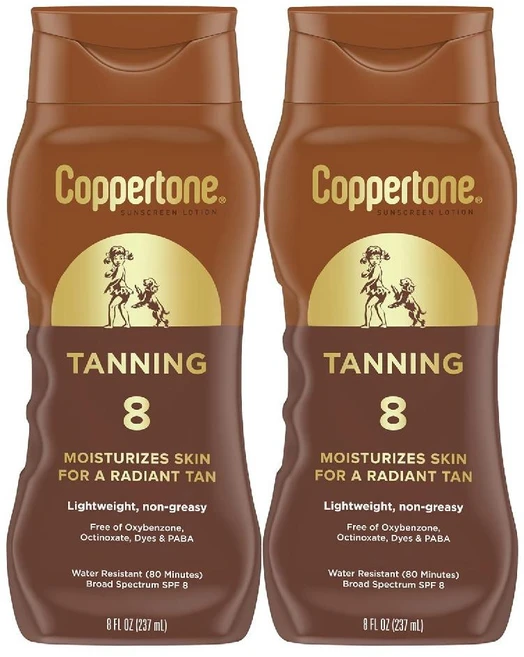 코퍼톤 태닝 선스크린 로션 워터 레지스턴트 바디 SPF8 237ml 2개, 1개 - 쿠팡