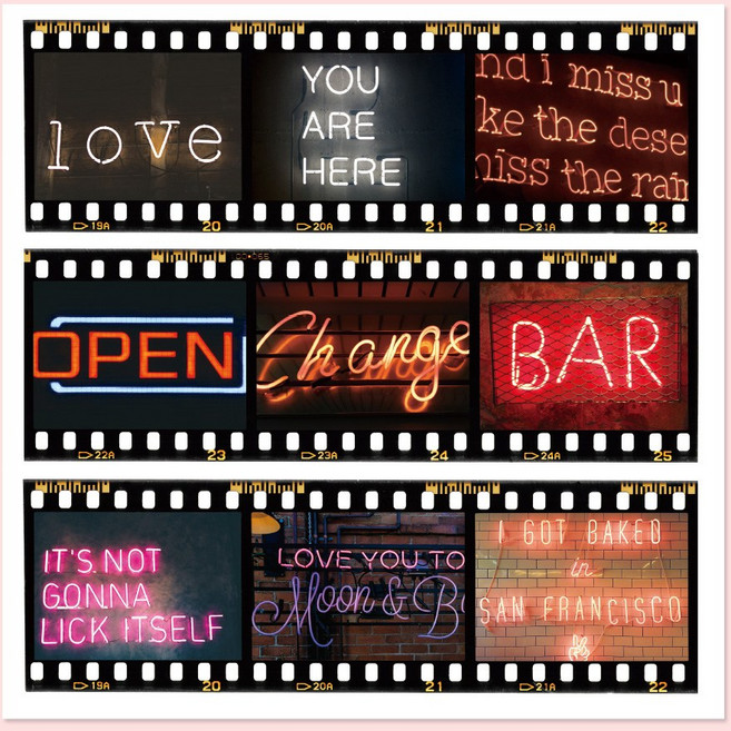 디자인달 [1000원 스티커 세트] 다이어리꾸미기 감성 빈티지 인스, 02-감성 필름_네온사인(4장)