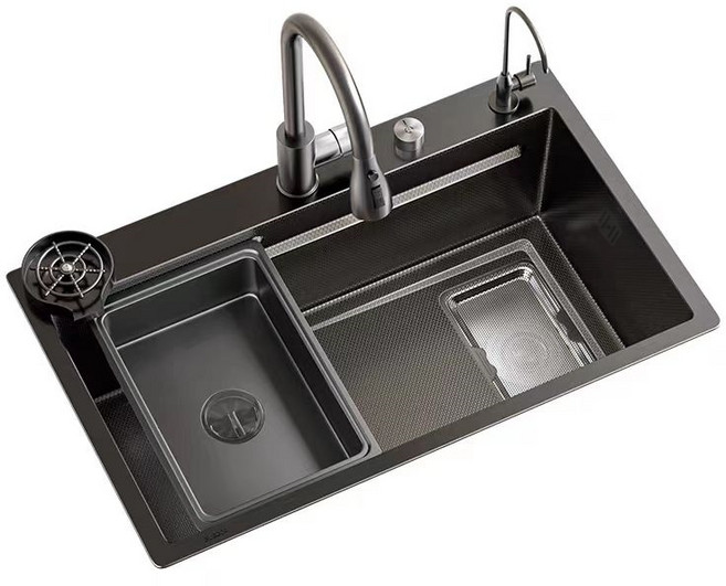 YAPOGI 사각 싱크볼 304스텐 주방 싱크대 교체 세트, 1세트