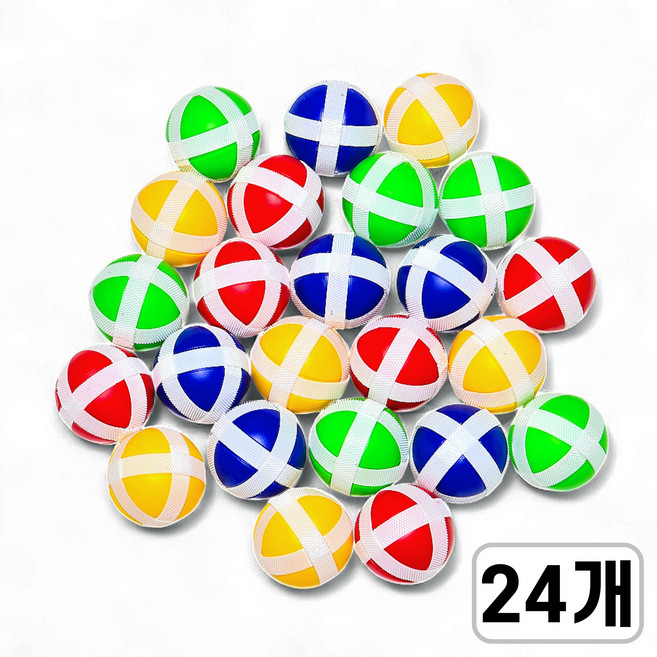 준비끝 벨크로볼 다트볼 찍찍이공, 24개, 혼합색상