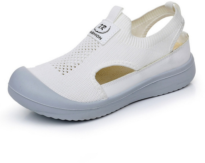 POMTOR 여성 여름 펀칭 망사 플랫샌들 편안한 데일리 신발