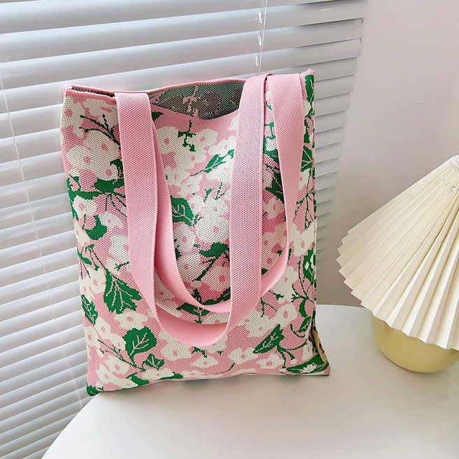 에쥬아 니트 에코백 데일리 플라위 숄더 토트백