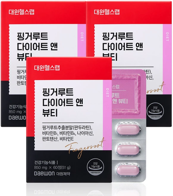 대원헬스랩 핑거루트 다이어트 앤 뷰티, 60정, 3개 - 쿠팡