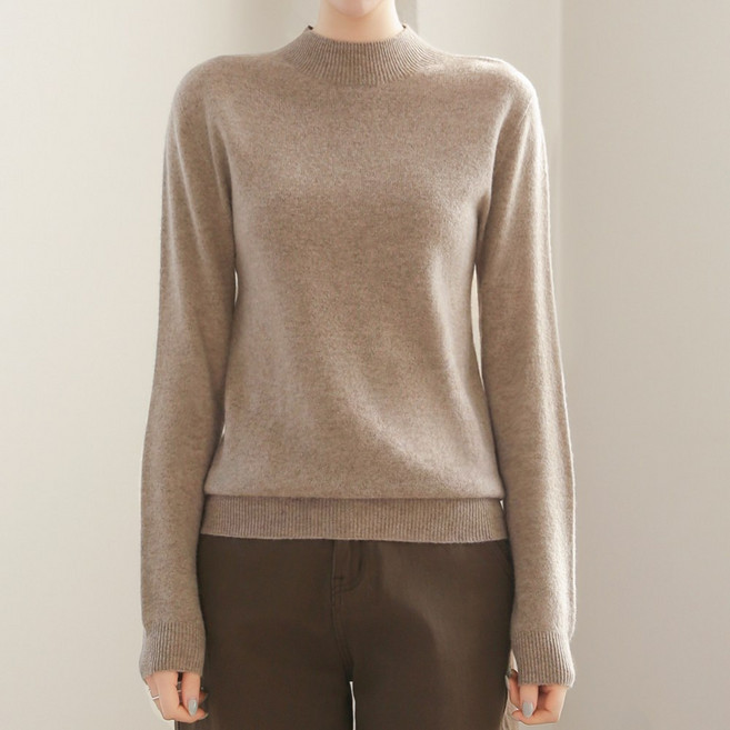 클레이스 울100% 캐시미어 반폴라 하프터틀넥 니트