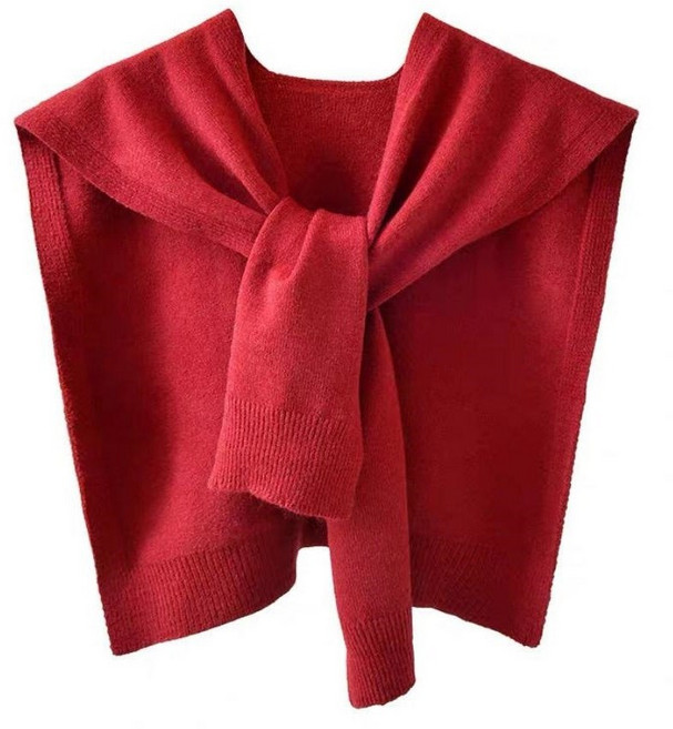 데일리픽쳐 여성용 간절기 페이크 가디건 니트 어깨 숄 머플러
