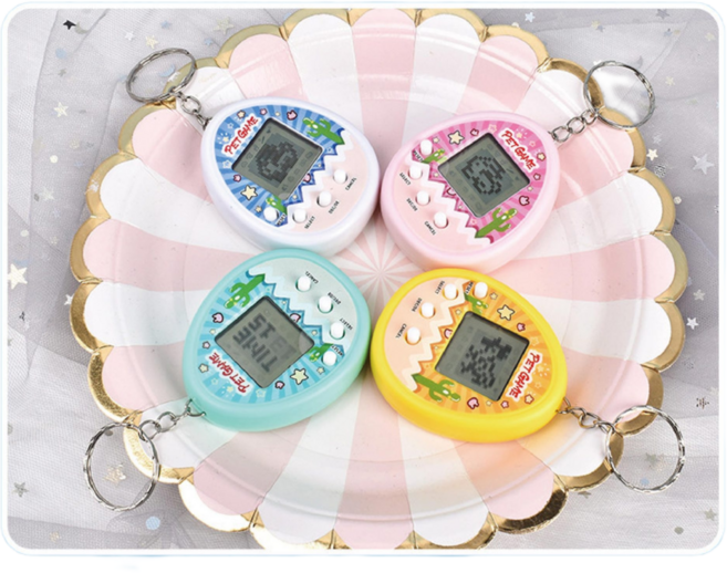 電子寵物機 懷舊養成遊戲機, 1個, 迷你電子寵物機(顏色隨機)(挑色備註), 四色隨機