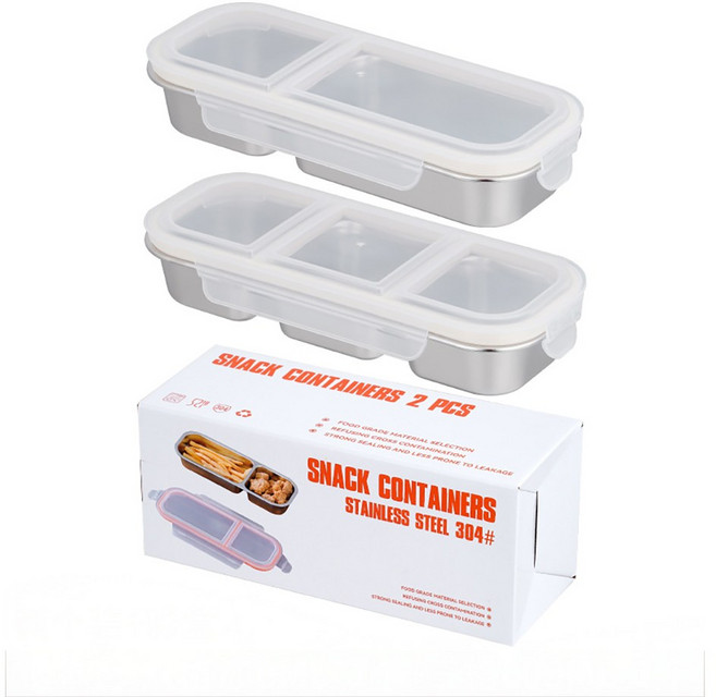 나인나 304스텐 칸막이 밀폐용기 반찬 도시락 2칸+3칸, 1세트, 화이트