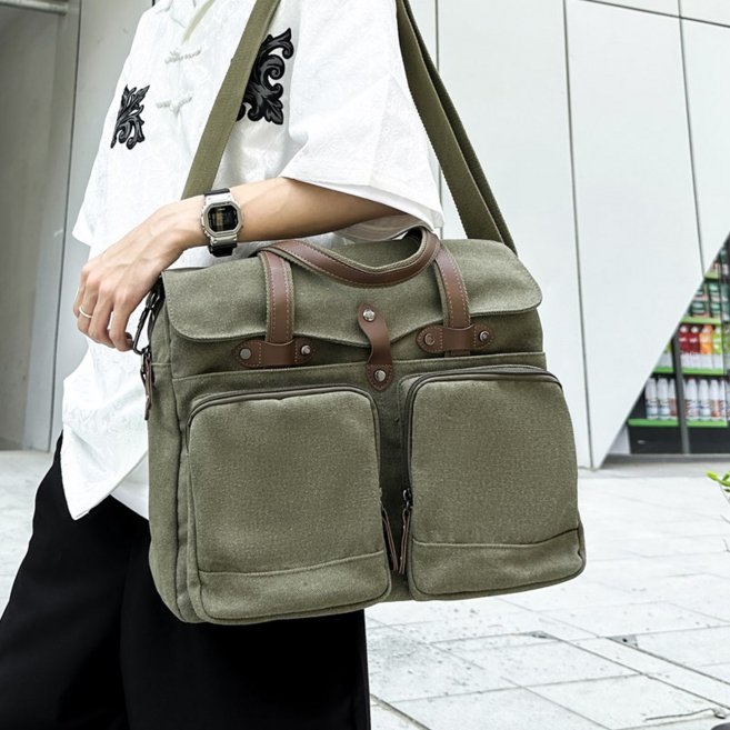 제이바바 남녀공용 대용량 캔버스 크로스백