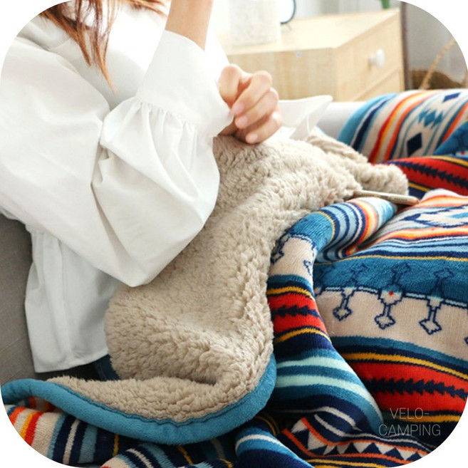 차박 캠핑 양털담요 블랭킷 인조양모 카페트 무릎담요 에스닉 블랑캣 대형