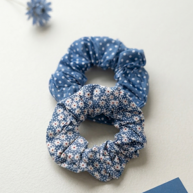 메이닷 블루 곱창밴드 슈슈 머리끈