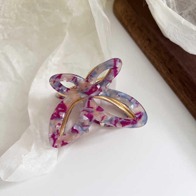 리니마켓 자개 나비 플라워 헤어집게핀 4color