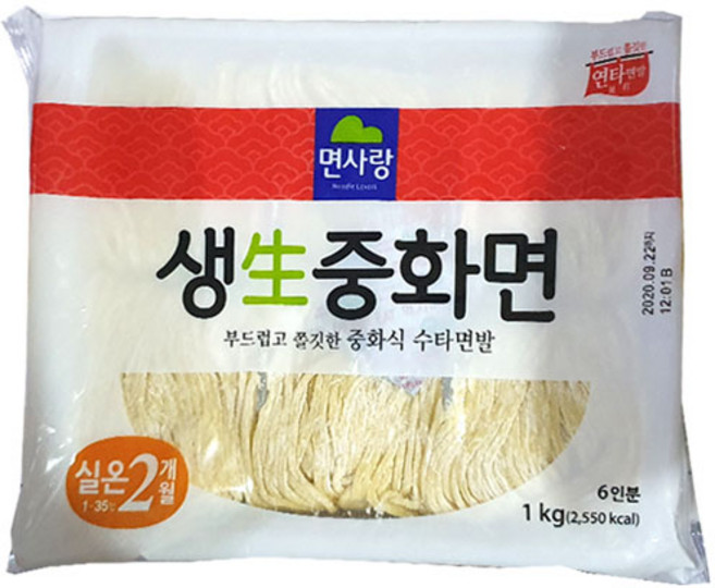 생 중화면 6인분 1kg 면사랑 짜장 면 생 업소용 식 자재 재료 중식 짬뽕 수타, 1개, 상품선택