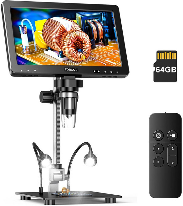 TOMLOV DM9 Max HDMI 디지털 현미경 10 1 인치 HD IPS 코인 1500X 20MP 돋보기 수리용 납땜, 1개