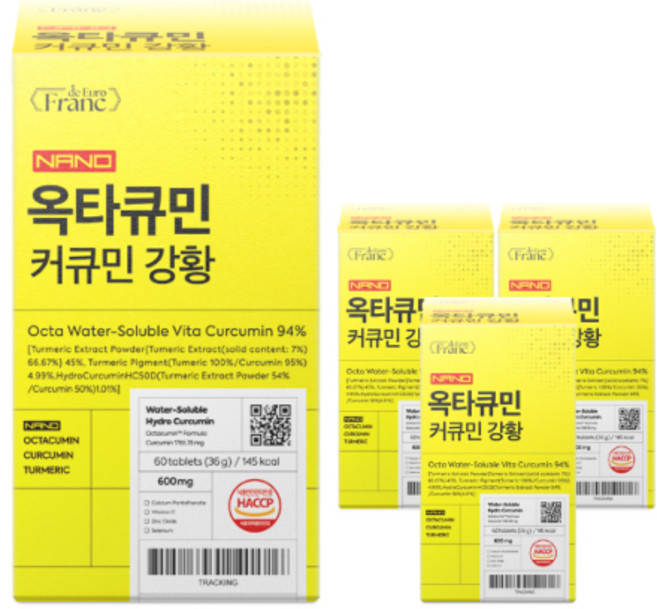 나노 옥타큐민 수용성 커큐민 94% 강황, 4개, 60정