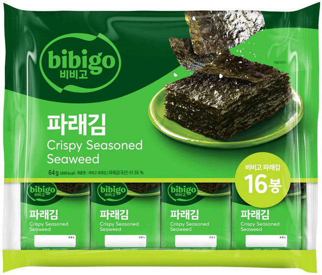 비비고 파래김 도시락김, 4g, 16개
