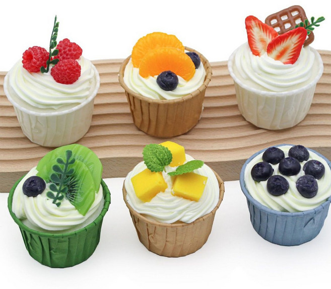 [왓위셀] 과일 생크림 컵케이크 모형 6p, 과일생크림머핀모형