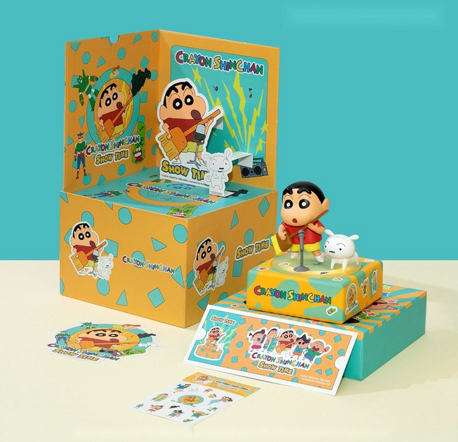 크레용 신짱 블루투스스피커 귀여운 짱구 레코드 레트로 무선 스피커, B