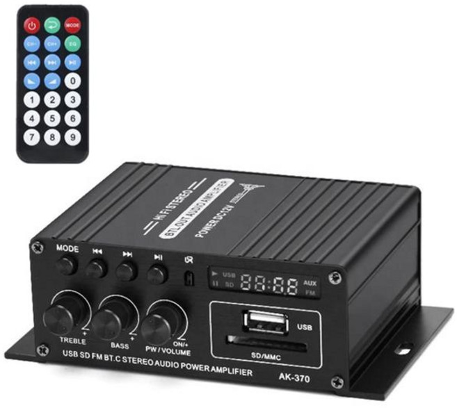 호환 AK370 800W 가정용 자동차 전력 증폭기 DC 12V 2 채널 블루투스 5.0 오디오 디지털 앰프 서브 우퍼 스테레오 Hifi 전력 증폭기