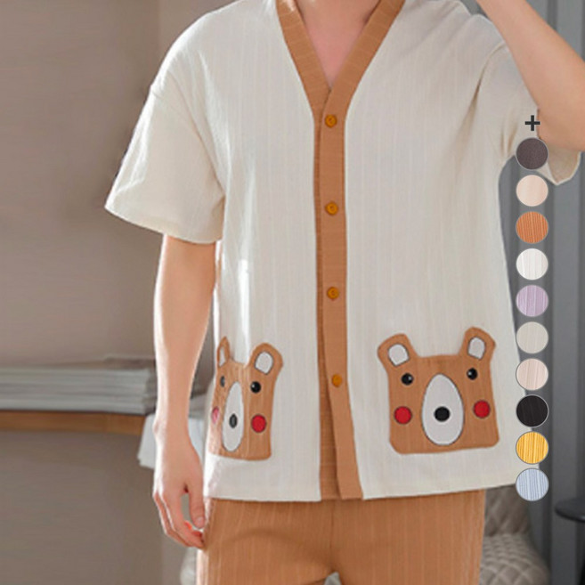 씨오브비 커플용 러블리 부드러운 통기성 잠옷 세트