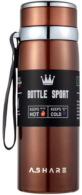 어쉐어 보온병 보냉병 휴대용 보온보냉병, 브라운, 1L, 1개