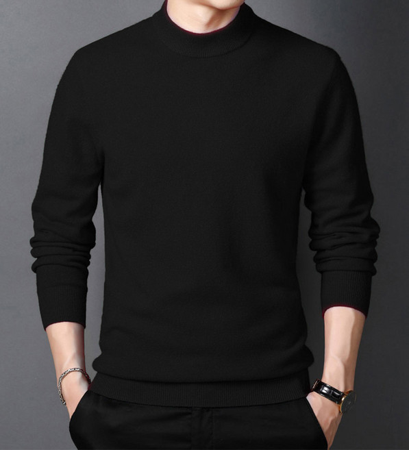 남성 반목 소프트 슬림 레이어드 긴팔 니트 티셔츠 소프트본하프넥니트