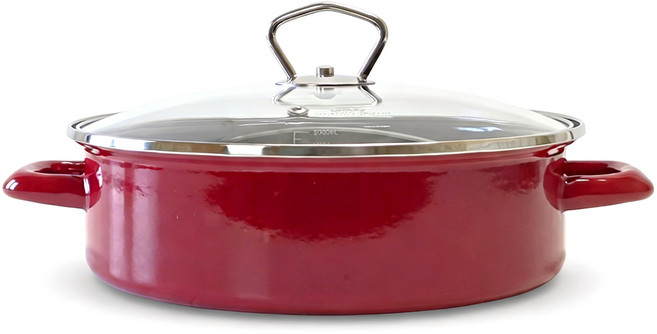 로이열 인덕션 법랑 전골냄비 닭볶음탕 전골요리, 1개, 레드, 26cm