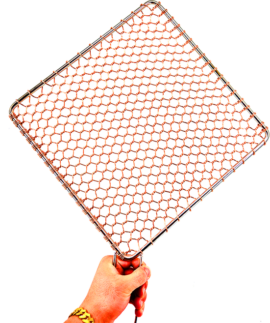 구리 석쇠 사각 35cm 대각 손잡이, 1개