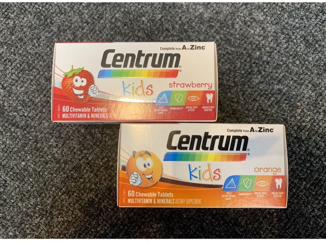 뉴질랜드 센트룸 키즈 어린이 멀티비타민 종합비타민 (딸기/오렌지맛) 60정, 오렌지, 1개