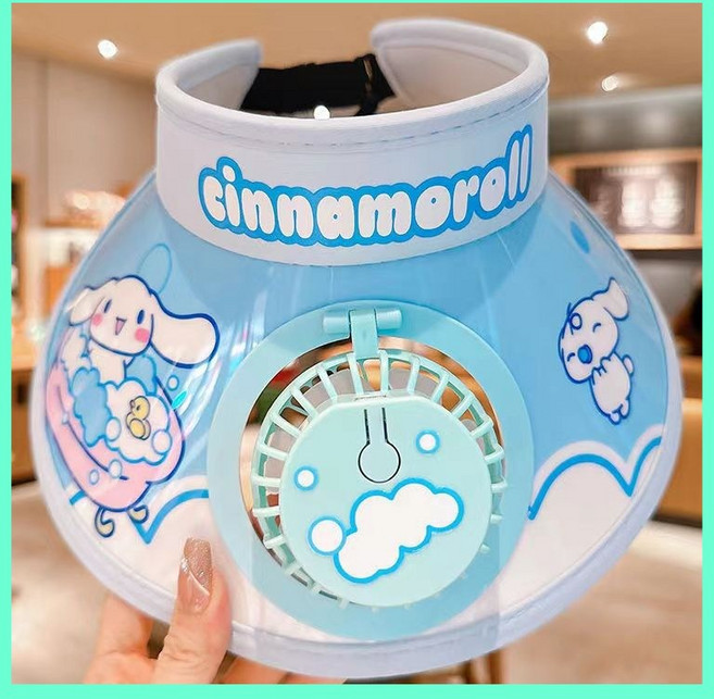 산리오 어린이 선풍기 썬캡 여름 모자 썬바이저 충전식 선풍기 3단 조절 가능