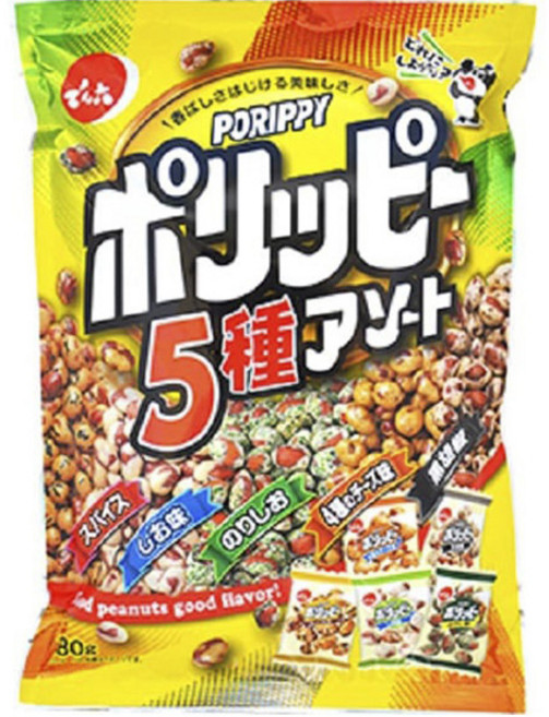 덴로쿠 포리피 어쏘트 스파이스 + 소금맛 + 김소금 + 4종 치즈 + 흑후추 땅콩스낵, 180g, 1개