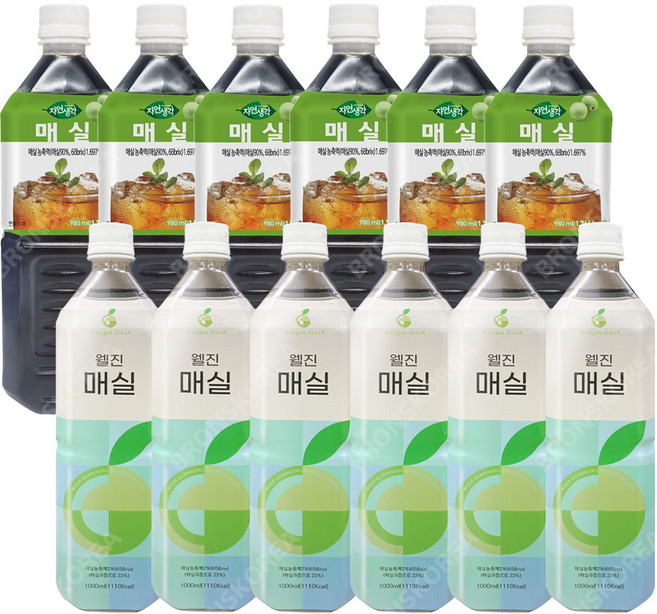 웰진 매실 1L 6개 +희창 자연생각 매실차 980ml 6개 액상음료
