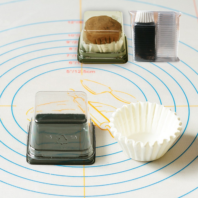 국산 두쫀쿠 포장 용기 케이스 1구 (유산지 포함), 20개, 검정