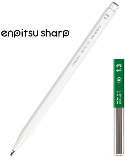 코쿠요 엔피츠 쥬니어 연필 샤프 세트, 1.3mm 화이트 + 리필 HB