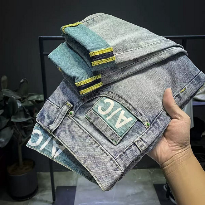 십전십미 봄여름 청바지 남자 스판 슬림핏 캐주얼 9부 팬츠