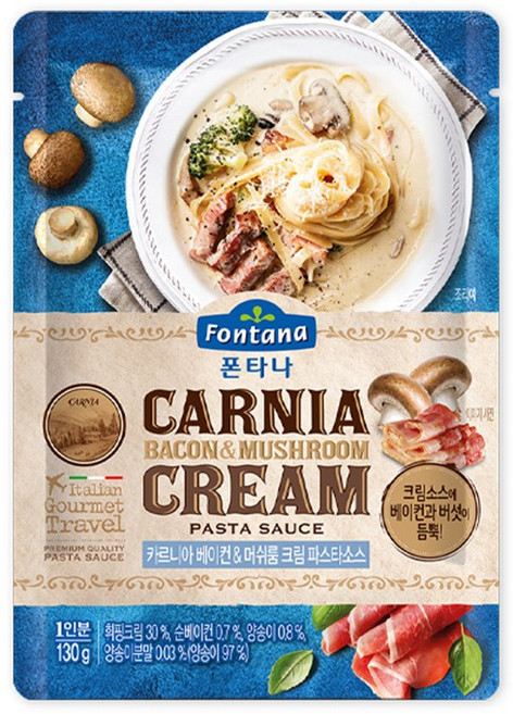 폰타나 카르니아 베이컨 머쉬룸 크림 파스타소스, 130g, 1개
