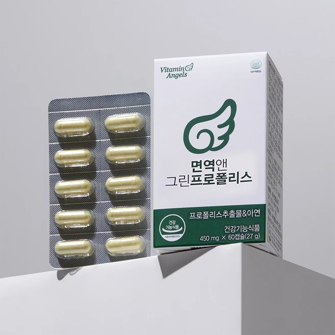 면역폴리스 (그린프로폴리스 아연) 450mg x 60캡슐 2개월 분, 60정, 1개 - 쿠팡
