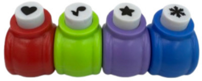 미니 펀칭기 종이 펀치 모양 다꾸, 4pcs/1set, 하트+음표+둥근별+눈꽃