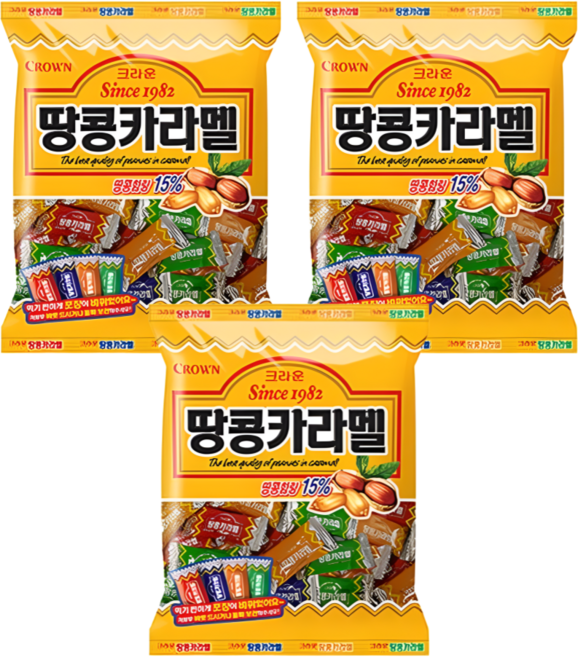 땅콩카라멜 크라운카라멜 크라운땅콩카라멜 120g 3개 크라운 크라운제과 크라운사탕