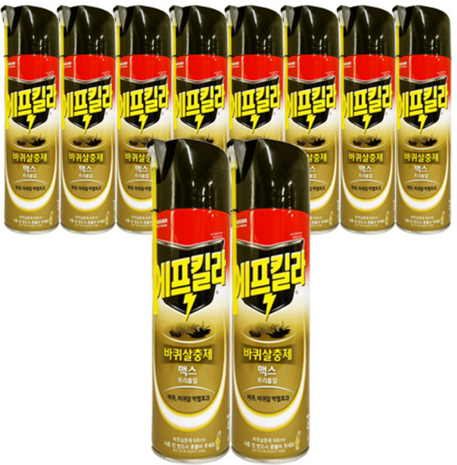 에어졸 맥스 트리플킬 바퀴살충제 에프킬라 바퀴벌레약, 500ml, 10개