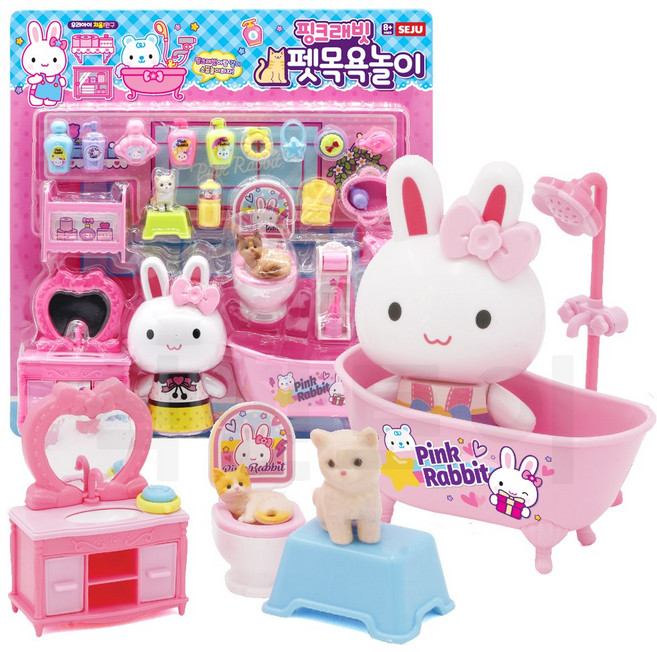 핑크래빗 펫 목욕놀이 강아지 고양이 욕실놀이, 1개, 혼합