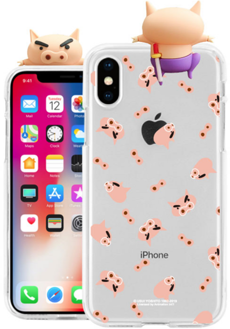 아이폰 16 16프로 짱구는 못말려 정품 부리부리 피그 돼지 3종 피규어 클리어 젤리 케이스 16프로맥스 16플러스